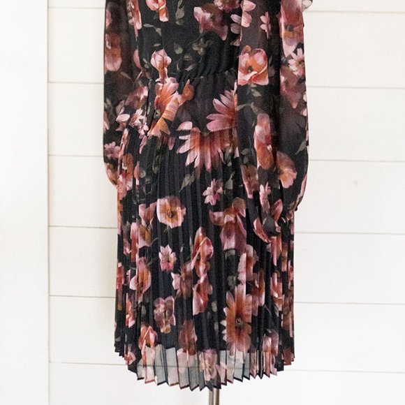 The Kooples Paris Womens Folral Print V-Neck Dress Black Size 0 XS NWOT New - Picture 6 of 9